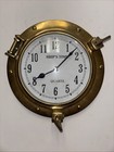 Ship   s Time Brass Port Hole  Maritime Ships Clock Quartz Vintage 9    Nautical