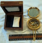 Brass Nautical Compass   Wood Box W  Anchor  By Stanley  London