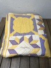 Vintage Handmade Family Names Quilt Patchwork Abstract Multicolor 68x84    Signed