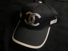 Chanel White Trim Embroidered Cc Logo Baseball Cap Size One