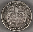 1881 Colombia Silver 50 Centavos