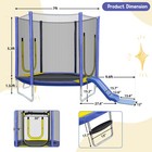 7ft Trampoline With Safety Enclosure Net  Slide  Ladder For Kids  Purple