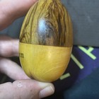 Vintage Bethlehem Olive Wood Egg Needle Case Sewing Pill Box Darning Wooden C2