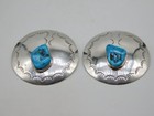 Native American Navajo Indian Wilson Jim Sterling Silver Turquoise Ston Earrings