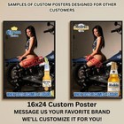 Sexy Pinup Girl Custom Alcohol Poster Any Beer Whiskey Tequila Vodka Brand   261