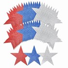 108 Pcs 6 Inch Patriotic Stars Cutouts 4th Of July Cardboard Red Blue Silver