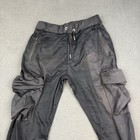 Prada Cargo Pants Mens Medium Black Drawstring Strap Cuff Designer Faded