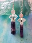 Herkimer Diamond Pendant With Amethyst And Rose Quartz  Silver Chain