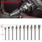 Tungsten Carbide Rotary Burr Set 10pcs Double Cut Grinding Head 1 4 In Die Gr   
