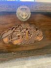 J l george Shanghai 1930s Vintage Beautiful Hand Carved Wooden Storage Trunk Box
