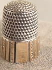 Antique Dated 1889 Singe Simons Sterling   14k  Gold Plated Sewing Thimble No  9