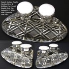 Huge Elegant Antique English Sterling Silver   Cut Crystal 8 5  Double Inkwell