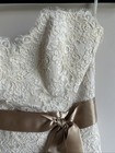 100  Silk Paloma Blanca A-line Strapless Ivory Beige Sash Wedding Dress Sz 10