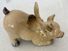 Vintage Glazed Ceramic Flying Pig Figurine Winged Studio Pottery Whimsical 6 5 