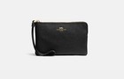 Coach Corner Zip Wristlet Wallet Black   Gold 50832 - New