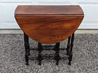 Vintage English Flame Mahogany Oval Double Drop Leaf Gate Leg Table - Solid Wood