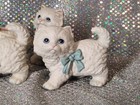 Set Of 4 - White Kittens Cats  Blue Eyes Figurines Vintage