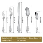 4 Set Stainless Steel Flatware Set  Kitchen Utensil Set Silver