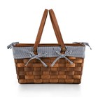 Kansas Handwoven Wood Picnic Basket  Sturdy Woven Wicker Basket With Tabletop   