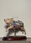 Lenox Carousel Pig Figurine Nib Limited Edition Porcelain Blue Ribbon