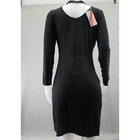 Yya Womens Sheath Dress Solid Black Choker Long Sleeve Knit Xl Pullover New