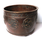 Antique Asian Bronze Dark Patina Dragon Vessel China Or Japan 4 12  X 3 1 4 tall