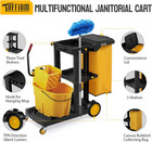 Commercial 3-shelf Janitorial Cart  500 Lb Capacity  Wheeled With Vinyl Bag