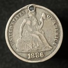 Love Token - On Usa 1886 Seated Liberty Dime - Incomplete Bird   Reeds - Wow