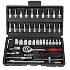 46pcs Metric Socket Set Ratchet Torx Wrench Kit 1 4  Drive Repair Tool With Case