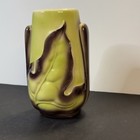 Vintage Royal Copley Anthurium Leaves Chartreuse Vase 7 25in Dark Leaf Design
