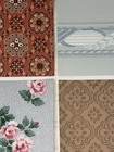 Vintage Lot 30 Wallpaper Samples 1940 s   9 X 9 Inches  Floral Roses Pink Blue