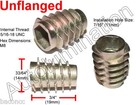 E-z Lok 5 16-18 Die Cast Zinc Hex Drive Threaded Insert Wood Flanged Unflanged
