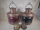 Large Pair Antique Perko Ship Navigational Lights Port Starboard 22  H Copper  