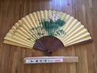 Chinese Fan Bird   Lotus Design Large 63  Decorative Vintage Asian Wall Art