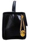 Vintage 1990s Gianni Versace Black Leather Travel Toiletry Train Case Bag Italy