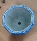 Vintage Chinese Blue   White Octogon Porcelain Planter Pot - Floral Design