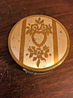 Vintage Glass   Metal Vanity Powder Puff Dresser Jar W Lid