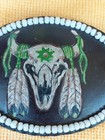 Vintage Native American Style Beaded Belt Buckle Leather-signed W k