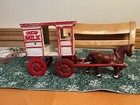Antique Cast Iron Horse Drawn Carriage Fresh Milk Stagecoach