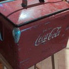 Coca-cola Vintage Red white Metal Cooler Ice Chest With Carry Handle