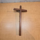Heavy Wooden And Metal Cross Crucifix Jesus Wall Hanging Vintage 12  X 6 