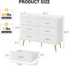 6 Drawer Dresser  Modern Wooden Chest Of Drawers With Gold Handles  Deep Drawers