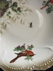 Vintage Antique German Hand Painted Birds Insects Bowl Htf Marked Ruffled Bugs