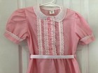 Vintage Sears Girls Pink Dress With White Eyelet Lace Size 6x