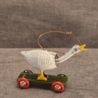 Schylling 1999 Vintage Tin Goose On Wheels Christmas Ornament-very Rare