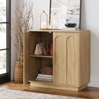 Sideboard Buffet Cabinet Storage Set Of 2 arched Doors modular Media Console oak