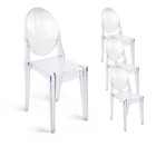 Foh Set Of 4 Ghost Side Chair Transparent Crystal Kitchen And Dining Room Chairs