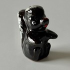 Vintage Mini 2 1 4  Redware Ceramic Skunk Figurine Pepper Shaker Glossy Finish