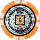 Rare 2016 Unredeemed Bit Coin Satori Orange Poker Chip    001 Btc     pcgs Ms-69