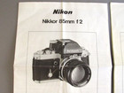 Lot Of 2 Vintage 1970 s Nikon Lens Spec Sheets - 85mm F 2     24mm F 2 8   k-3 